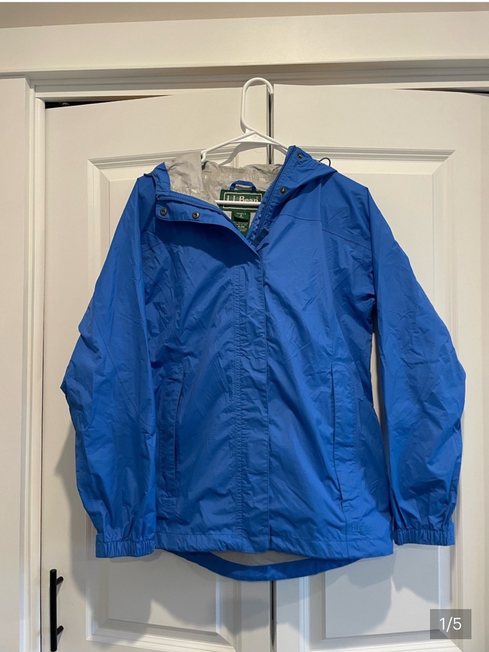 L.L. Bean Womens Blue Hooded Raincoat